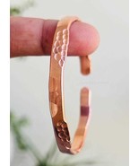 HAMMERED COPPER BANGLE &amp; Ring Set. Adjustable, Pure Copper Bracelet, Han... - $768.43 MXN