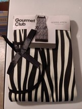 Gourmet Club Zebra Hostess Kitchen Apron Ribbon Pockets Black Cream New - £12.72 GBP