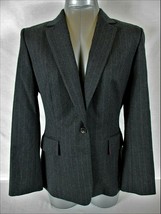 Jaeger womens Sz 10 L/S gray Pink Pinstripe 1 button 100% Wool jacket (B4)P - £16.39 GBP