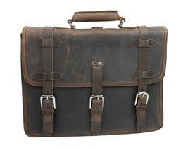 Vagarant Traveler 17 in. Bag - 18 in. Full Leather Briefcase Backpack LB06.Dark  - £386.08 GBP