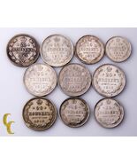 1865-1916 Russia Silver 10, 15, 20 Kopeks (F-BU) Condition 10 pc Coin Lot - €191,10 EUR