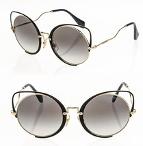 Miu Miu 51T Croisiere Sqenique Black Gold Mirror Flat Oversized Sunglasses MU51T - £183.54 GBP