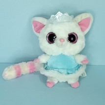 YooHoo &amp; Friends Plush White Cat Princess Lemur Pink Glitter Eyes Aurora Blue 9&quot; - $22.76