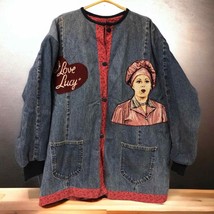 Custom vintage I LOVE LUCY denim button down jacket plus size 1XL XXL - £50.28 GBP