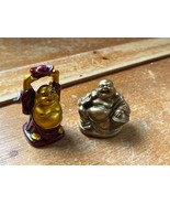 Lot of Gilt &amp; Cranberry Resin Mini BUDDHA Figurines - the all gold one i... - £7.51 GBP