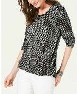 Size 2XL, Style &amp; Co Womens  Black Printed Pullover Top High-Low Geo Dre... - $8.00