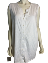 Lands&#39; End Women&#39;s Knit Button Front Sleeveless Top White 3X - £18.97 GBP