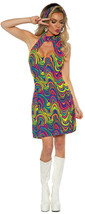 UNDERWRAPS Women&#39;s 1960&#39;s Black Light Reactive Hippie Dress-Glow, Multi, Extra L - £76.86 GBP