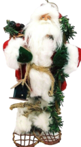 Santa Clause Ornament in Snow Shoes W/Bird House &amp; Basket Of Berries 8 1/2&quot; Tall - £12.80 GBP