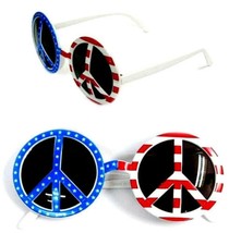 1 pair ROUND AMERICAN FLAG PEACE SIGN PARTY GLASSES costume MENS WOMENS ... - £5.19 GBP