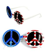 1 pair ROUND AMERICAN FLAG PEACE SIGN PARTY GLASSES costume MENS WOMENS ... - £5.16 GBP