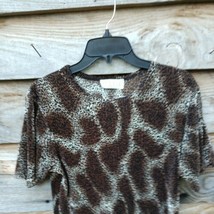 Studio C II Women Size S Black White Brown Animal Print Wavy Top  Shirt ... - £11.15 GBP