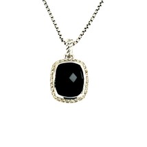 David Yurman Authentic Estate Onyx Noblesse Necklace 16&quot; Silver 0.25 Cts DY231 - £617.98 GBP