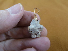 (CR502-52) 3/4&quot; Fairy Stone Pendant CHRISTIAN CROSS Staurolite Crystal GOLD - £16.17 GBP