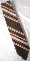 Vintage Mens Short 100% Polyester Tie 54 3/4&quot; Multi-color Diagonal Stripe Neck - £11.81 GBP