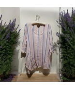 Jones New York JNY Linen Blend Tunic Size 2X Blouse 3/4 Sleeve Striped NWT  - $45.19 CAD