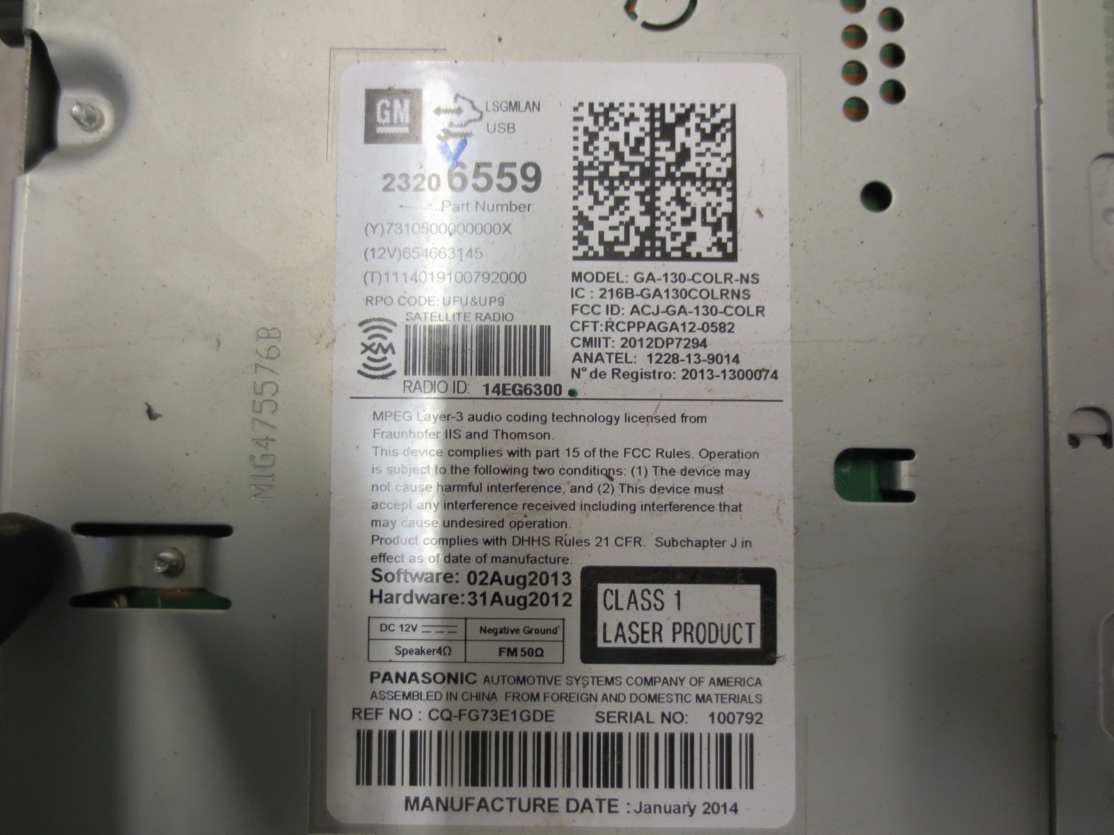 Radio CD MP3 Tuner Receiver From 2014 Chevrolet Malibu  2.5 23206559 - $137.21