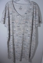 Secret Treasures Womens 2X/3X Nightgown Nightshirt Coffee Vneck Gray Pink SS - £9.45 GBP