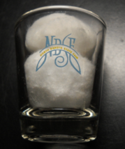 North Dakota State Fair Shot Glass Blue and Yellow Logo on Clear Glass - $6.99