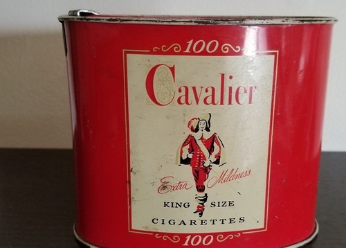 Vintage ~ Cavalier Metal Tin ~ Locking Lid ~ Oval Shaped ~ Filled With Buttons Item image 4