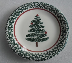 Furio Home Handpainted Spongeware  Christmas Tree Collectible Salad Plate Made i - £11.00 GBP