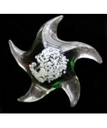 Vintage clear &amp; green art glass starfish paperweight - $14.99