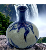 Vtg Mid-century Drip-Glazed Bulbous Hand Made Art Pottery Vase 4.25&quot; Gra... - £31.56 GBP