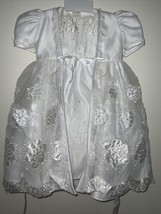 VTG USA Baptism Christening Dress with Lace Robe Size 1 White Color - £38.91 GBP