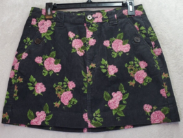 Wild Fable A Line Skirts Womens Size 6 Black Floral Corduroy 100% Cotton Pockets - £12.32 GBP