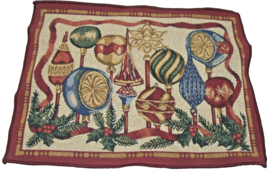 Kemp Beatley XMAS Wall Tapestry Table Placemat Cotton Poly 17x13&quot; Vintage USA - £15.71 GBP