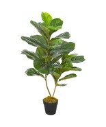 Artificial Plant Fiddle Leaves with Pot Green 90 cm - £24.49 GBP