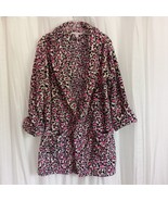 Victoria&#39;s Secret FUZZY Robe Pink Print Heart Leopard Pockets Black Smal... - $34.19