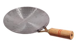 Iron Tawa for cooking Roti/Chapati Loha Tawa Silver with Wooden Handle 9 inch - £31.31 GBP
