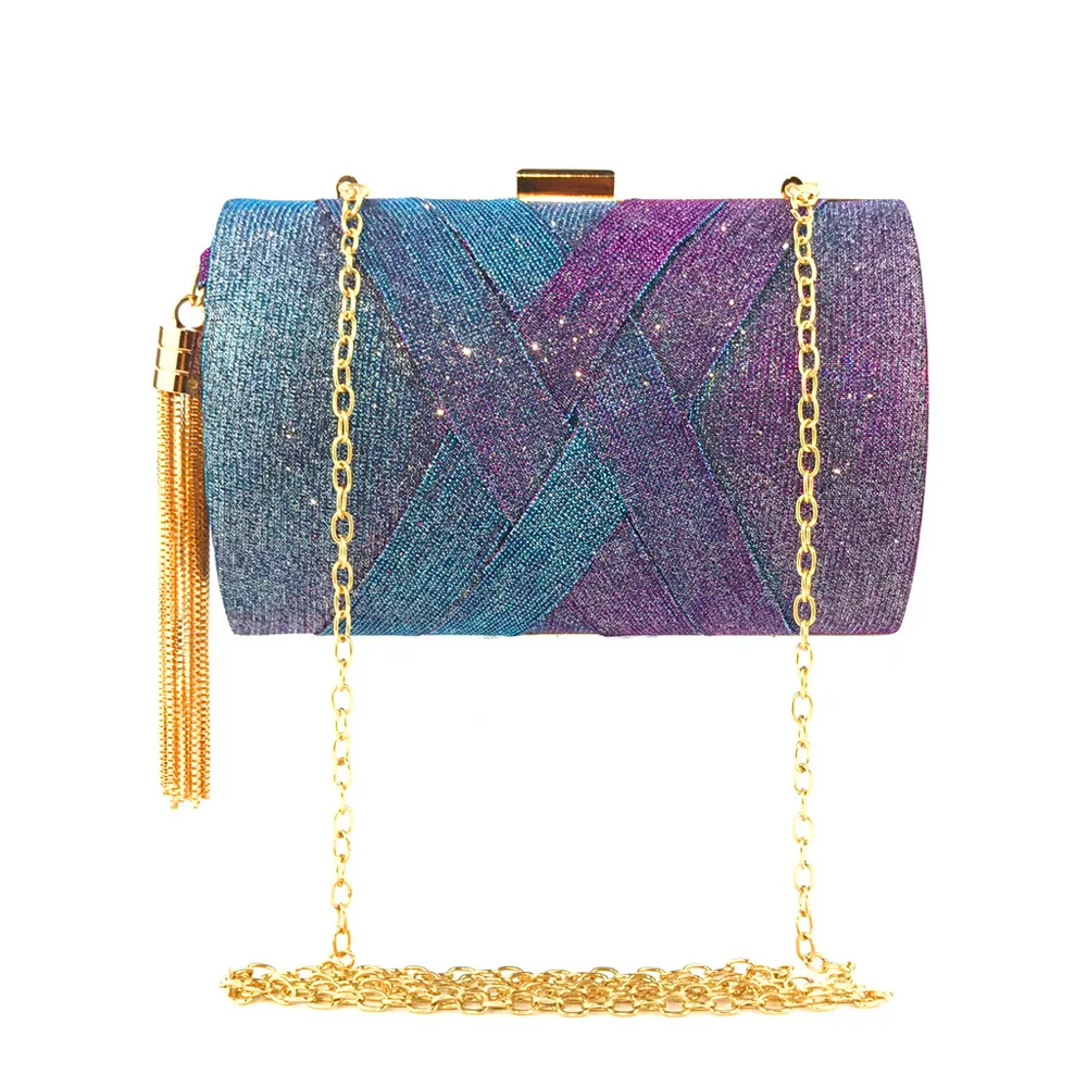 New Wallet Stylish MultiColor Dinner Bag Evening Women Bridal Party Prom Golden  - £22.81 GBP