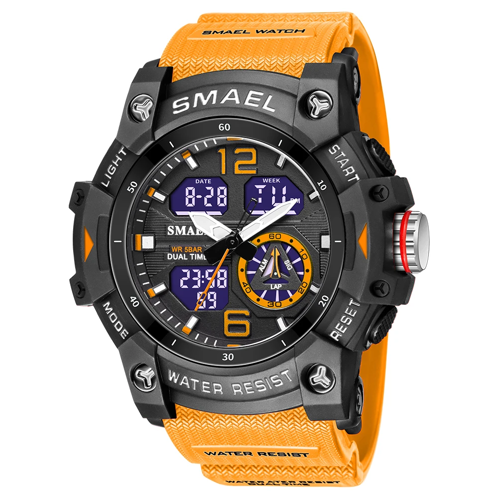 SMAEL  Watch Men Alarm  Clock Stopwatch LED Date-Day Dual Time Zone Waterproof 5 - £83.15 GBP