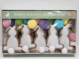 Easter Pastel Bunny Rabbit Pom Pom Banner Garland Mantel Home Decor 6FT - £23.22 GBP