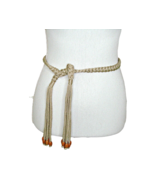 Braided Fringe Beaded Boho Waist Belt Beige Brown Thin Dress Macrame Rop... - $12.57