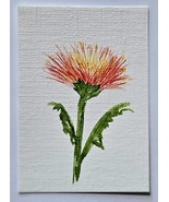 ACEO Original Art Red and Yellow Flower Acrylic Painting on Watercolor P... - $7.01 CAD