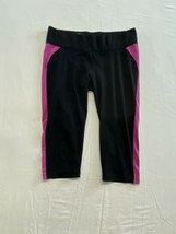 AerieFit Women&#39;s Cropped Leggings Size Medium Black Pink Polyester Blend... - $7.92