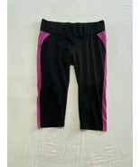 AerieFit Women&#39;s Cropped Leggings Size Medium Black Pink Polyester Blend... - $7.92