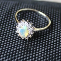 Sterling Silver Ethiopian Opal Engagement Ring 5x7 mm oval Opal Solitaire Ring - £29.80 GBP