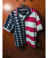 Ivy Crew American Flag Polo Shirt 2XL XXL Red White Blue Stars Stripes M... - $19.79