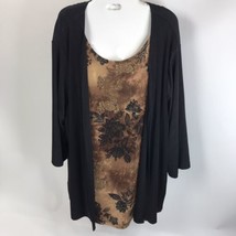 Vintage Notations Boho Top Black stretchy Plus Size 1X layered look Tunic 90s - £13.99 GBP
