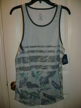 George Men&#39;s Tank Top Size Small (34-36)  Gray Stripes With Leaves NEW - $11.64