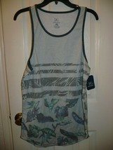 George Men&#39;s Tank Top Size Small (34-36)  Gray Stripes With Leaves NEW - £8.38 GBP