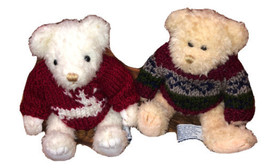 Chrisha Playful Plush Poseable Teddy Bears W/ Sweaters Set Of 2 - $6.80