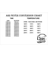 Air Fryer Conversion Chart - Aluminium - 10x15cm - $8.40 CAD