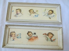 Vtg  Print Cute Babies pair trio babies Nursery Charlotte Becker? - £23.49 GBP