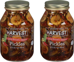 Preserved Harvest Spicy Bread n&#39; Butter Pickle Slices, 2-Pack 32 oz. Quart Jars - £29.20 GBP