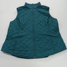 Van Heusen Vest Women’s Green Quilted Lined Full Zip Pockets Vest Size Large image 10